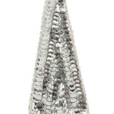 Vintage Disco Ball Silver Sequins and Beads Triangle Applique - 4.875" x 1.875"