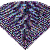 Vintage Lavender Iris Beaded Fan Applique - 3.5" x 5"