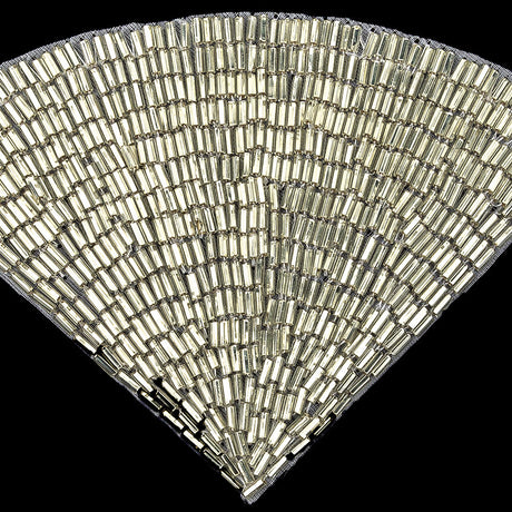 Vintage Silver-lined Beaded Fan Applique - 3.5" x 5"