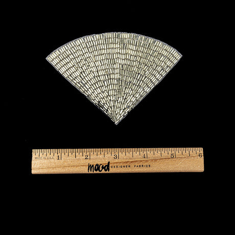 Vintage Silver-lined Beaded Fan Applique - 3.5" x 5"
