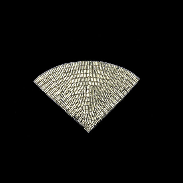 Vintage Silver-lined Beaded Fan Applique - 3.5" x 5"
