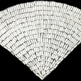 Vintage White Satin Beaded Fan Applique - 3.5" x 5"