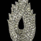 Vintage Silver-lined Bugle Beaded Abstract Applique - 4.625" x 2.5"