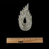 Vintage Silver-lined Bugle Beaded Abstract Applique - 4.625" x 2.5"