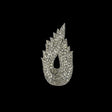 Vintage Silver-lined Bugle Beaded Abstract Applique - 4.625" x 2.5"