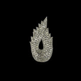 Vintage Silver-lined Bugle Beaded Abstract Applique - 4.625" x 2.5"