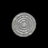 Vintage White Iris Sequins and Silver Lined Seed Beaded Concentric Circles Applique - 3.375"