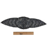 Vintage Gunmetal Bugle and Seed Beaded Abstract Mesh-Backed Applique - 13.25" x 4"