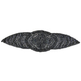 Vintage Gunmetal Bugle and Seed Beaded Abstract Mesh-Backed Applique - 13.25" x 4"