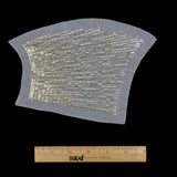 Vintage Silver Linear Left Glass Bugle Beaded Sheer Applique - 6.25" x 4.5"