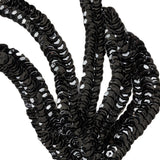Vintage Black Sequined Abstract Left Side Applique - 5.25" x 3.625"