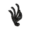 Vintage Black Sequined Abstract Left Side Applique - 5.25" x 3.625"