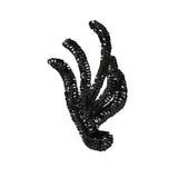 Vintage Black Sequined Abstract Left Side Applique - 5.25" x 3.625"