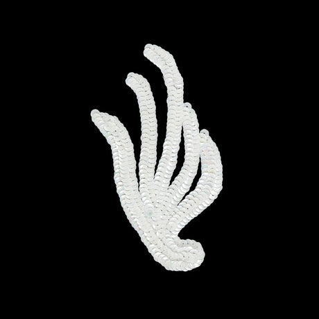 Vintage White Sequined Abstract Left Side Applique - 5.25" x 3.625"
