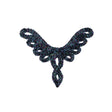 Vintage Blue Iris Bugle and Chop Beaded Abstract Applique - 4.25" x 5.5"
