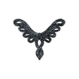 Vintage Gunmetal Bugle and Chop Beaded Abstract Applique - 4.25" x 5.5"