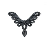 Vintage Gunmetal Bugle and Chop Beaded Abstract Applique - 4.25" x 5.5"