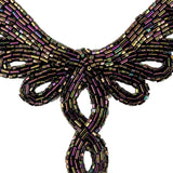 Vintage Purple Iris Bugle and Chop Beaded Abstract Applique - 4.25" x 5.5"