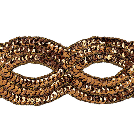 Vintage Bronze Sequins and Beaded Figure Eight Applique - 11" x 2.5"