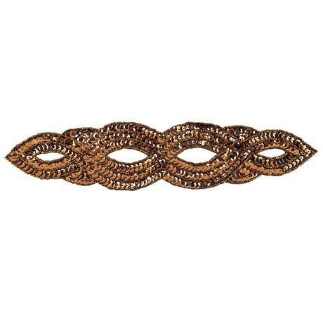 Vintage Bronze Sequins and Beaded Figure Eight Applique - 11" x 2.5"