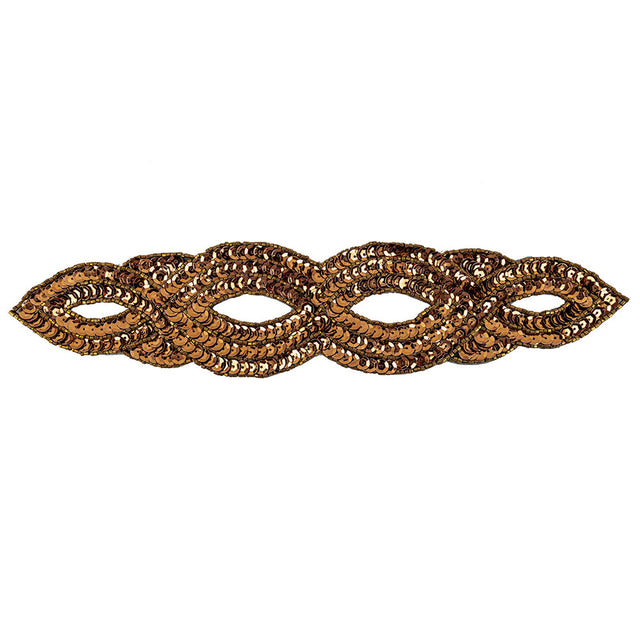 Vintage Bronze Sequins and Beaded Figure Eight Applique - 11" x 2.5"
