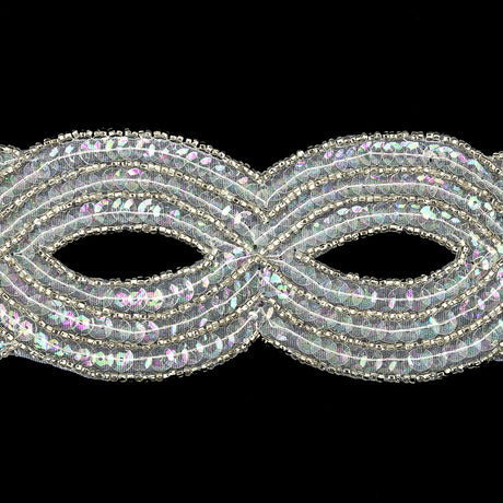 Vintage Crystal Iris Sequins and Beaded Figure Eight Applique - 11" x 2.5"