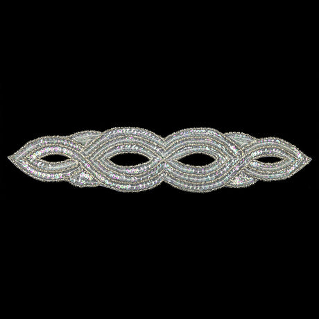 Vintage Crystal Iris Sequins and Beaded Figure Eight Applique - 11" x 2.5"