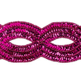 Vintage Fuchsia Sequins and Beaded Figure Eight Applique - 11" x 2.5"