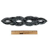 Vintage Gunmetal Sequins and Beaded Figure Eight Applique - 11" x 2.5"