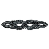 Vintage Gunmetal Sequins and Beaded Figure Eight Applique - 11" x 2.5"