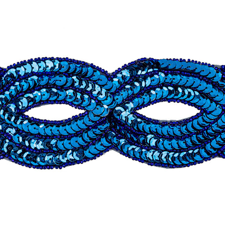Vintage Royal Blue Sequins and Beaded Figure Eight Applique - 11" x 2.5"