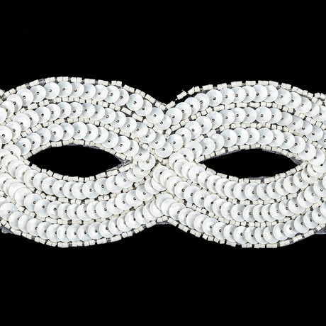 Vintage White Sequins and Beaded Figure Eight Applique - 11" x 2.5"