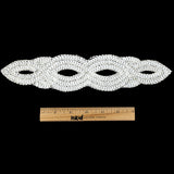 Vintage White Sequins and Beaded Figure Eight Applique - 11" x 2.5"