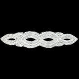 Vintage White Sequins and Beaded Figure Eight Applique - 11" x 2.5"