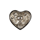 Vintage Swarovski Crystal Rhinestones and Silver Metal Faux Basket Weave Shank Back Heart-Shaped Button - 36L/23mm