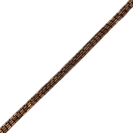 Vintage Bronze 4 Row Bugle Beads on Brown Trimming - 0.375"