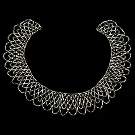 Vintage Silver-lined Beaded Abstract Neck Applique - 9.25" x 10"