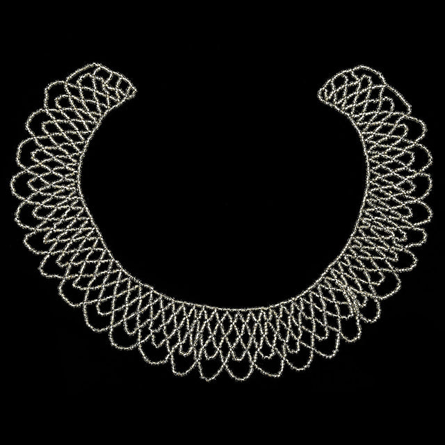 Vintage Silver-lined Beaded Abstract Neck Applique - 9.25" x 10"