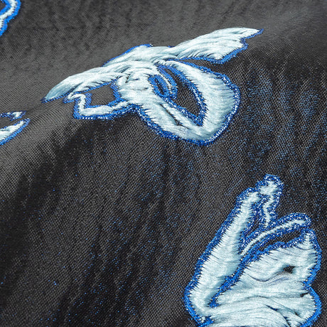 Metallic Magnetic Blue, Baby Blue and Black Floral Luxury Brocade