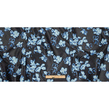 Metallic Magnetic Blue, Baby Blue and Black Floral Luxury Brocade