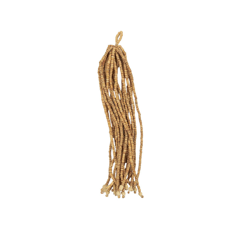 Vintage Natural Wood Beaded Tassel - 6"