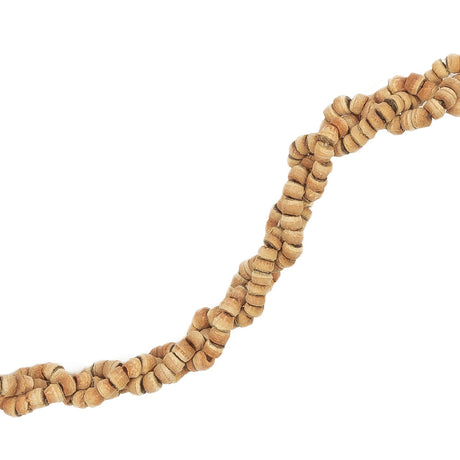 Vintage Natural Wood Beaded Braided Belt with Tassels - 57" x 0.5"