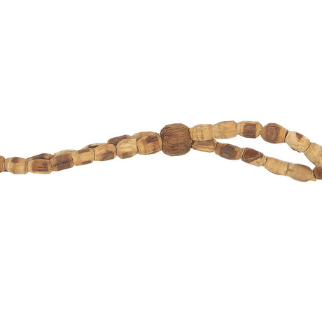 Vintage Dark Brown and Natural Wood Beaded Double Strand Belt - 56" x 0.375"