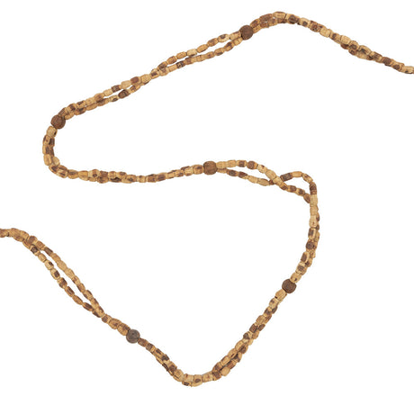 Vintage Dark Brown and Natural Wood Beaded Double Strand Belt - 56" x 0.375"