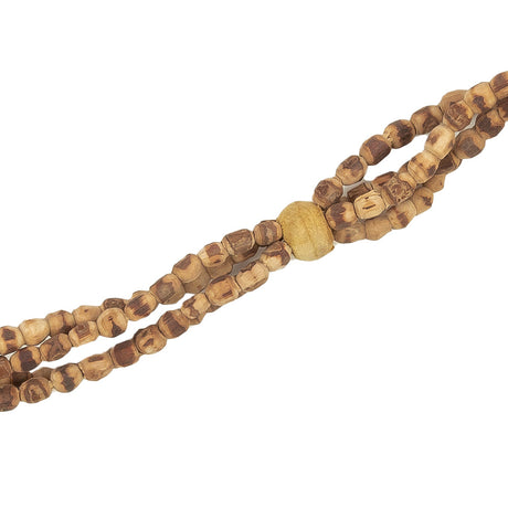 Vintage Beige and Natural Wood Beaded Four Strand Belt - 58" x 0.5"