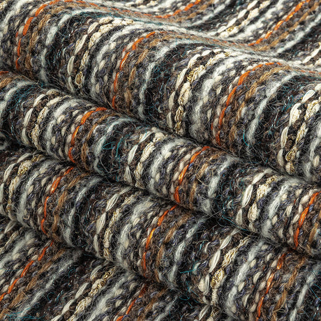 Gray, Gold Flame and Metallic Gold Striped Chunky Wool Knit