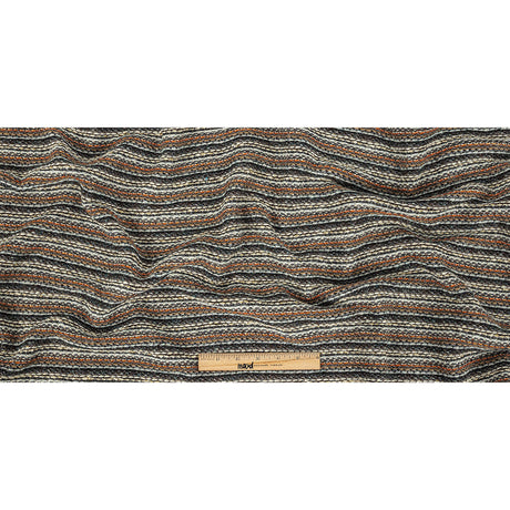 Gray, Gold Flame and Metallic Gold Striped Chunky Wool Knit