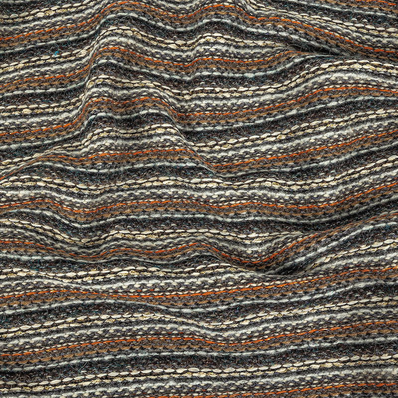 Gray, Gold Flame and Metallic Gold Striped Chunky Wool Knit