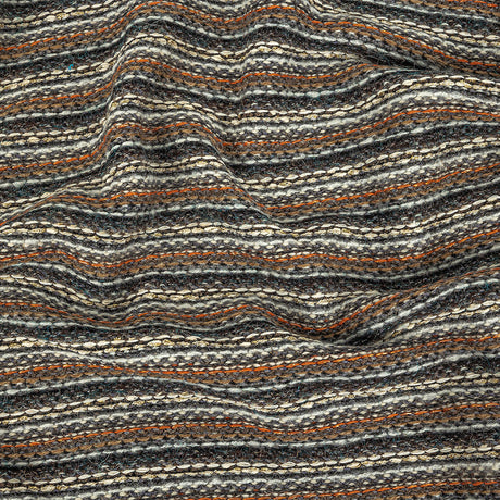 Gray, Gold Flame and Metallic Gold Striped Chunky Wool Knit