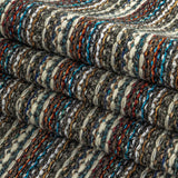 Turquoise, Brick and Metallic Silver Striped Chunky Wool Knit
